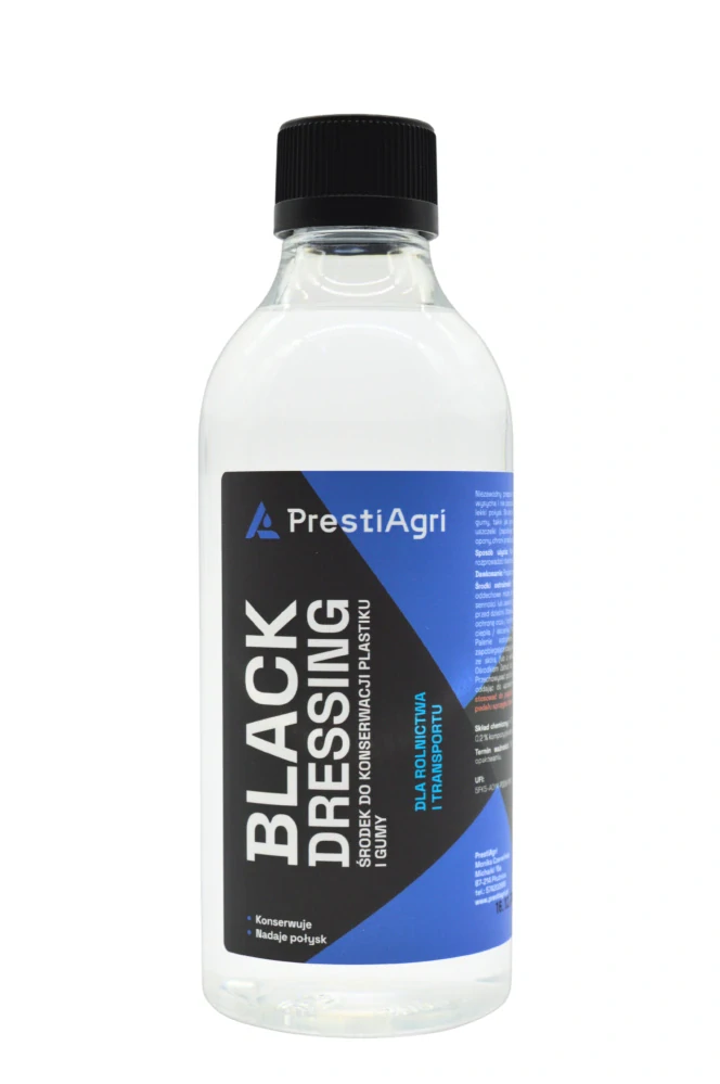 PrestiAgri Black Dressing - Konzervačný prípravok na plasty a gumu | 500 ml