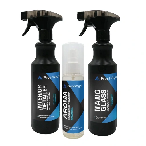 PrestiAgri Starostlivosť o interiér - súprava (1x Interior Detailer 500 ml, 1x Nano Glass 500 ml, 1x Aroma Vínna kvapka 120 ml)