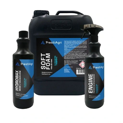 PrestiAgri Umývanie a starostlivosť o exteriér - súprava (1x Soft Foam 5 l, 1x Hydrowax 1 l, 1x Engine 1 l)