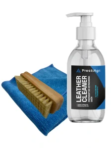 PrestiAgri Čistenie kože - súprava (1x Leather Cleaner 300 ml, 1x Detailingová kefa, 1x Mikrovláknová utierka 40x40 cm)