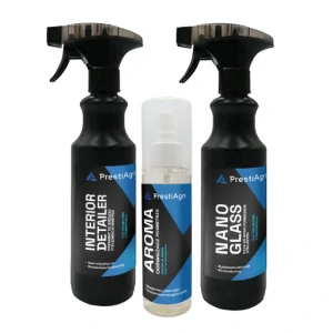 PrestiAgri Starostlivosť o interiér - súprava (1x Interior Detailer 500 ml, 1x Nano Glass 500 ml, 1x Aroma Vínna kvapka 120 ml)